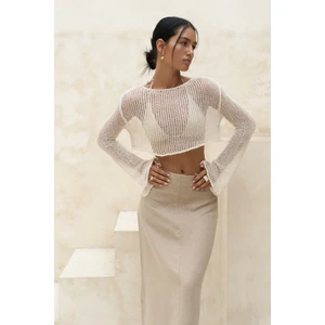 Daisy Ekru İnce Triko Crop