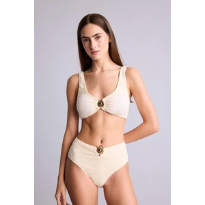 Regular Fit Kırışık Dokulu Beyaz Bikini Alt E0209AX26SM