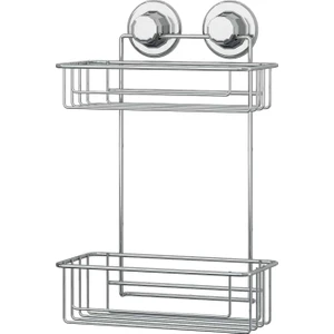 Krom Vakumlu 2 Katlı Banyo Rafı Modern Tasarım 20 KG Taşıma Kapasitesi DM256