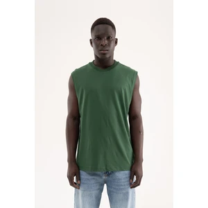 Erkek Oversize Bisiklet Yaka Basic Atlet Nefti Yeşili