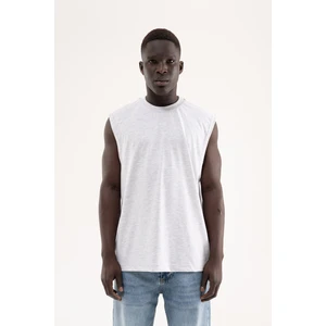 Erkek Oversize Bisiklet Yaka Basic Atlet Karmelanj