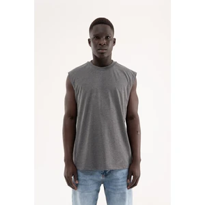 Erkek Oversize Bisiklet Yaka Basic Atlet Antrasit