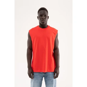 Erkek Oversize Bisiklet Yaka Basic Atlet Nar