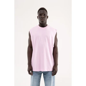 Erkek Oversize Bisiklet Yaka Basic Atlet Pembe