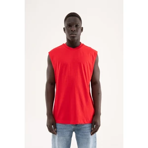 Erkek Oversize Bisiklet Yaka Basic Atlet Kırmızı