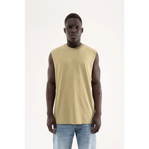 Erkek Oversize Bisiklet Yaka Basic Atlet Küf Yeşili