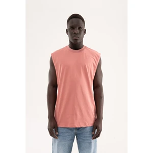Erkek Oversize Bisiklet Yaka Basic Atlet Mercan