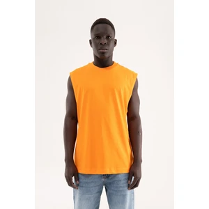 Erkek Oversize Bisiklet Yaka Basic Atlet Turuncu