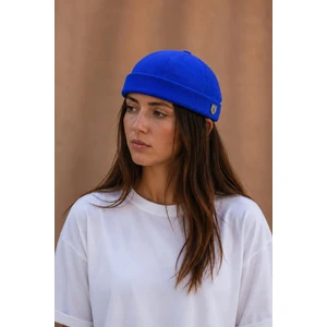 Kadın Hipster Katlamalı Cap Saks Mavi Docker Şapka