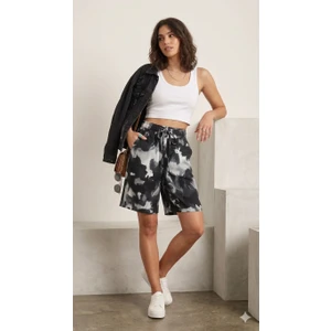 Kadın Dokuma Coolane Desenli Şort Siyah