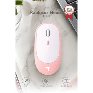 Mouse Çift Modlu Sessiz Kablosuz Fare TM16 Pembe