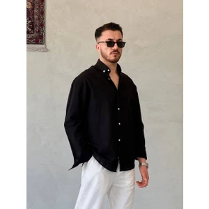 Krinkıl Keten Oversıze Gömlek