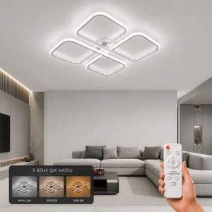 Nuvo LED Plafonyer Avize 3 Renk Kumandalı
