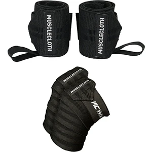 Pro Wrist Wraps + Pro Knee Wraps Seti Siyah