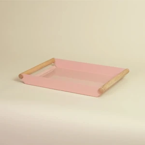 Fold Ahşap Kulplu Metal Tepsi