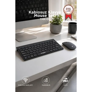 Klavye Mouse Seti Akıllı Kablosuz TMK05 Siyah