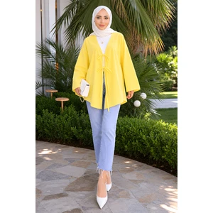 İmaj Butik Sarı Ön Bağlamalı Kimono