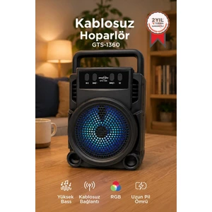 Bluetooth Hoparlör Wireless Extra Bass Speaker GTS-1360 Siyah