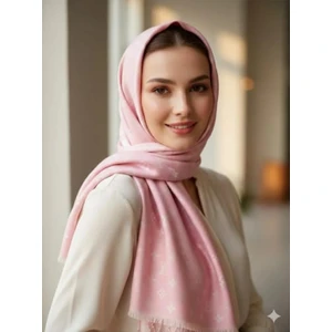 W White Stars Lv Desen Çift Taraflı Pamuklu Şal