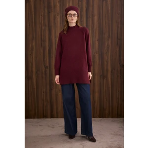 Balıkçı Yaka Basic Kazak Bordo
