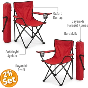 Trend Maison Kamp Sandalyesi - Bordo - 2 Adet