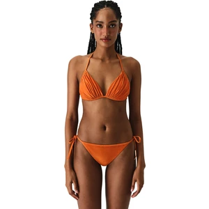 Turuncu Dorothy Üçgen Cup Simli Bikini Üstü