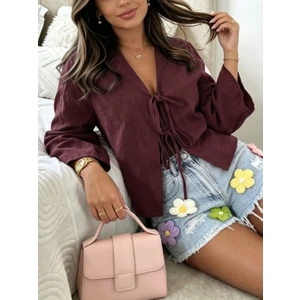 Cng Moda Kısa Önden Bağlamalı Crop Kimono