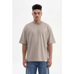 Erkek Basic Pamuklu Super Oversize Tişört Haki