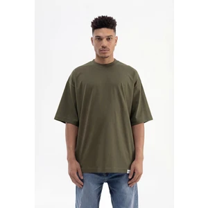 Erkek Basic Pamuklu Super Oversize Tişört Koyu Haki