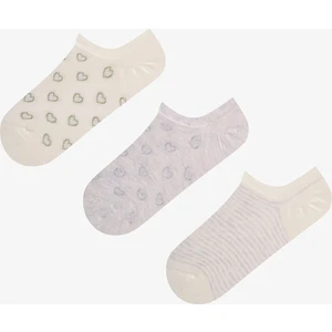 Gri Soft Sevimli Kalp 3 Çift Sneaker Çorap