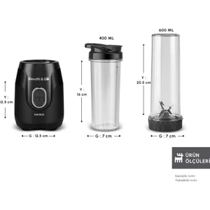 Blendfit Go Personal Kişisel Smoothie Blender Çift Hazne Siyah 600ML & 400ML
