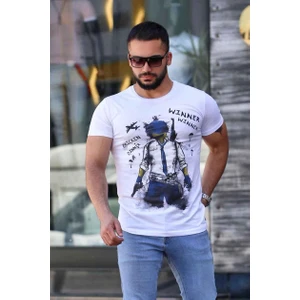 Baskılı Beyaz T-Shirt 4028
