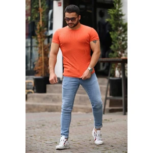 Bisiklet Yaka Turuncu Basic T-Shirt 4077