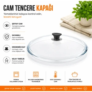 Kulp ve 22 cm Cam Kapakla Beraber Set