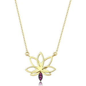 Yakut Lotus Çiçeği Kolye