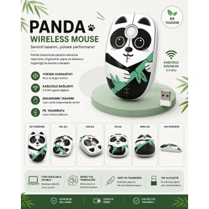 Panda 3D Baskılı Wireless Sessiz Mouse