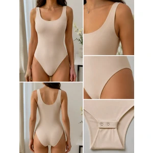 Kadın U Yaka Çıtlıtlı Atlet Body