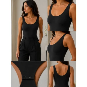 Kadın U Yaka Çıtlıtlı Atlet Body