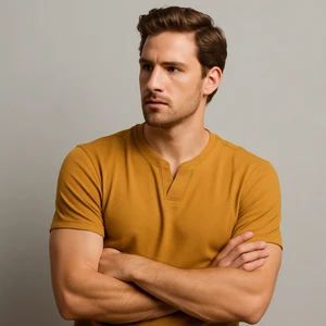 Uomo Park Henley Tişört Basic Casual T Shirt 2124