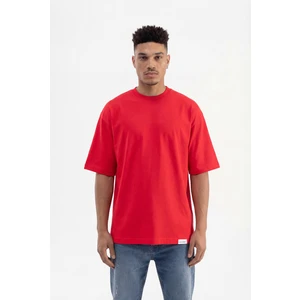 Erkek Basic Pamuklu Super Oversize Tişört Kırmızı