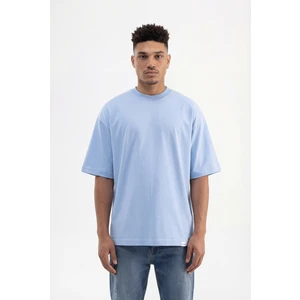 Erkek Basic Pamuklu Super Oversize Tişört Bebe Mavi