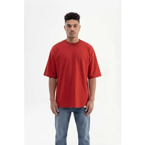 Erkek Basic Pamuklu Super Oversize Tişört Kiremit