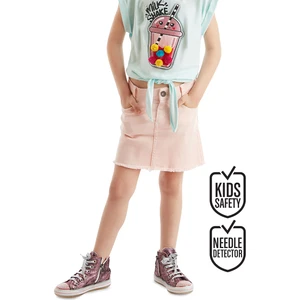 Pembe Denim Mini Kız Çocuk Etek