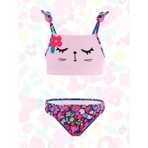 Çiçekli Kedi Kız Çocuk Bikini