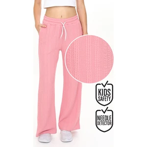 Kız Çocuk Geniş Paça Pembe Basic Eşofman Altı