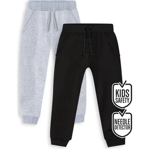Basic Unisex Siyah-Gri Melanj 2'li Eşofman Altı
