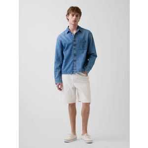 Erkek Krem 9" Loose Denim Carpenter Şortlar