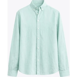 Basic Oversize Pamuk  Keten Gömlek Mint