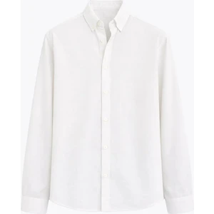 Basic Oversize Pamuk  Keten Gömlek Ekru