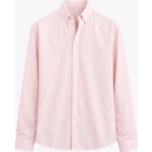 Basic Oversize Pamuk  Keten Gömlek Pembe